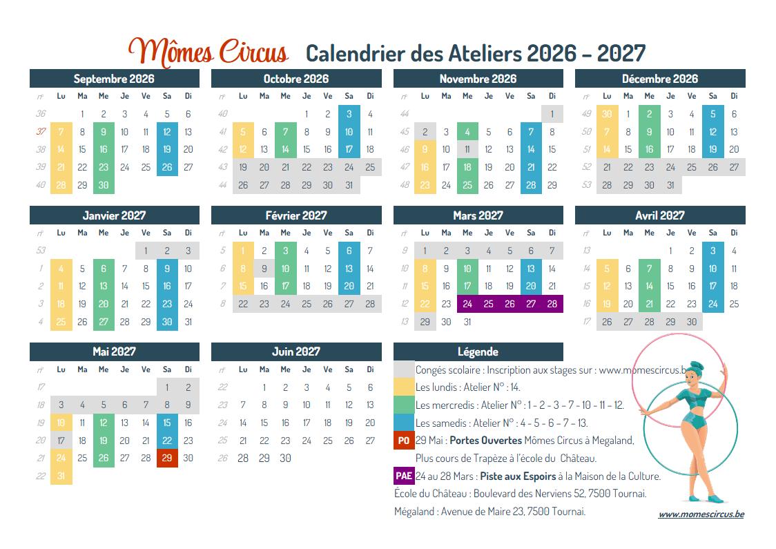 Mômes Circus Calendrier 2026-2027